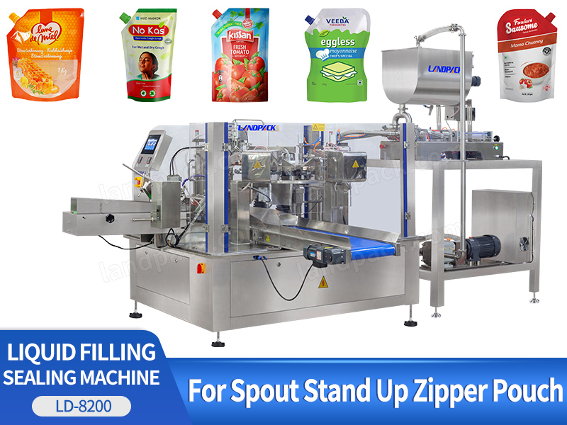 Automatic Spout Pouch Rotary Filling Packing Machine For Sauce Jam Ketchup Mayonnaise