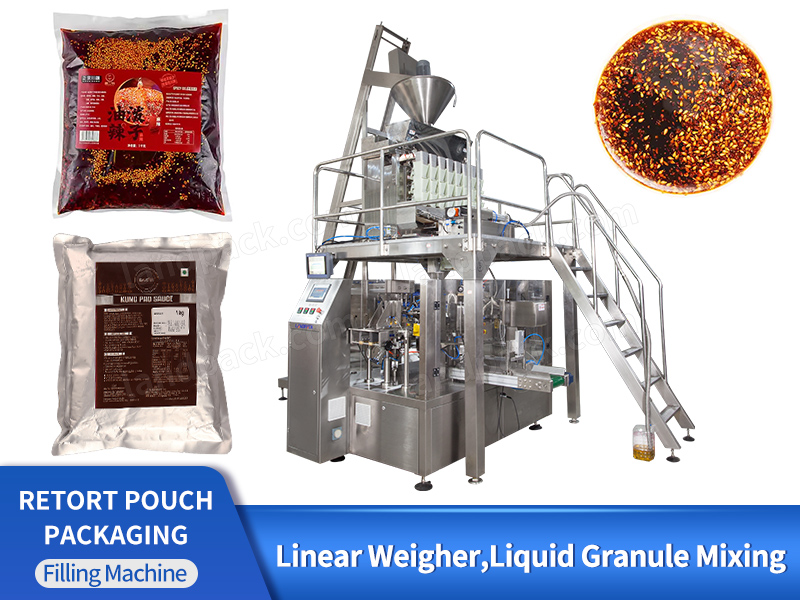 Retort Pouch Bag Automatic Chili Sauce Pickle Granule Liquid Mixing Packing Packaging Machine