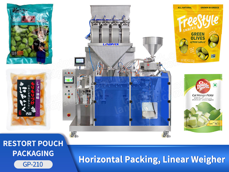 Automatic Horizontal 4 Heads Linear Weigher Retort Pouch Bag Packing Machine With Liquid Pump