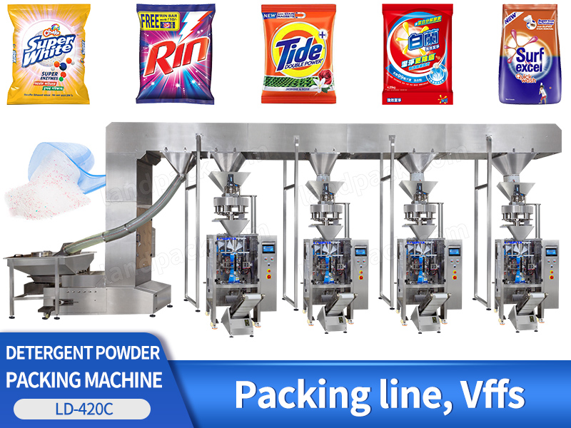 VFFS Vertical Washing Powder Packing Machine Detergent Powder Packaging Line