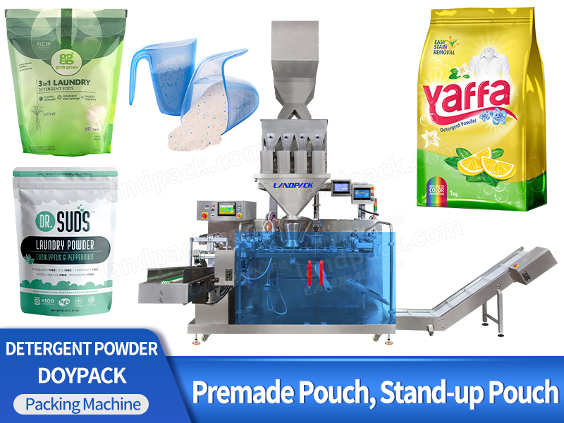 Full Automatic Premade Doypack Stand Up Pouch Detergent Powder Filling And Packaging Machine