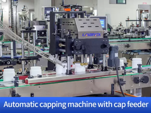 Automatic capping machine with cap feeder