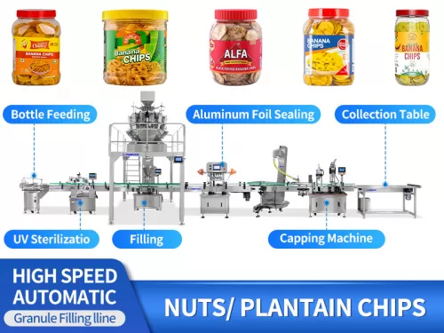 High Speed Square Round Bottle Granule Flaky Filling Packing Machine Line