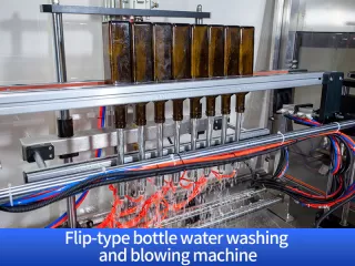 flip-type bottle water washig and blowing machine