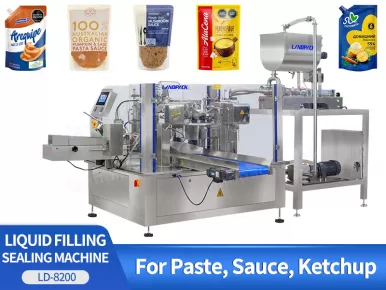 Multi-Function Rotary Packaging Stand-Up Bag Liquid Sauce Paste Pouch Packing Machine